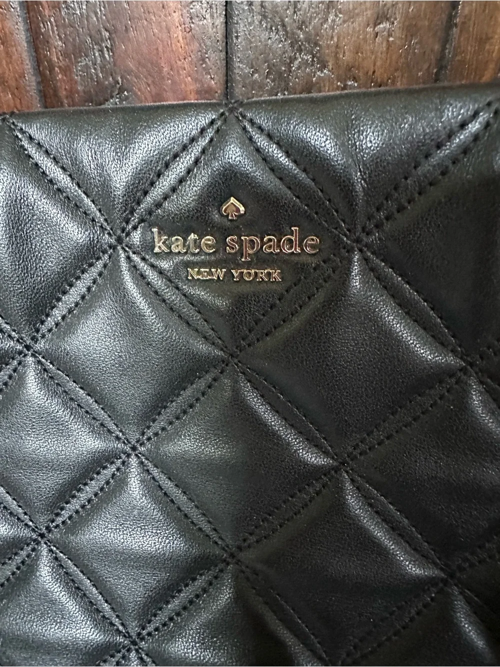 kate spade Black Quilted Leather Shoulder bag with Gold Chain Handles - Picture 2 of 5